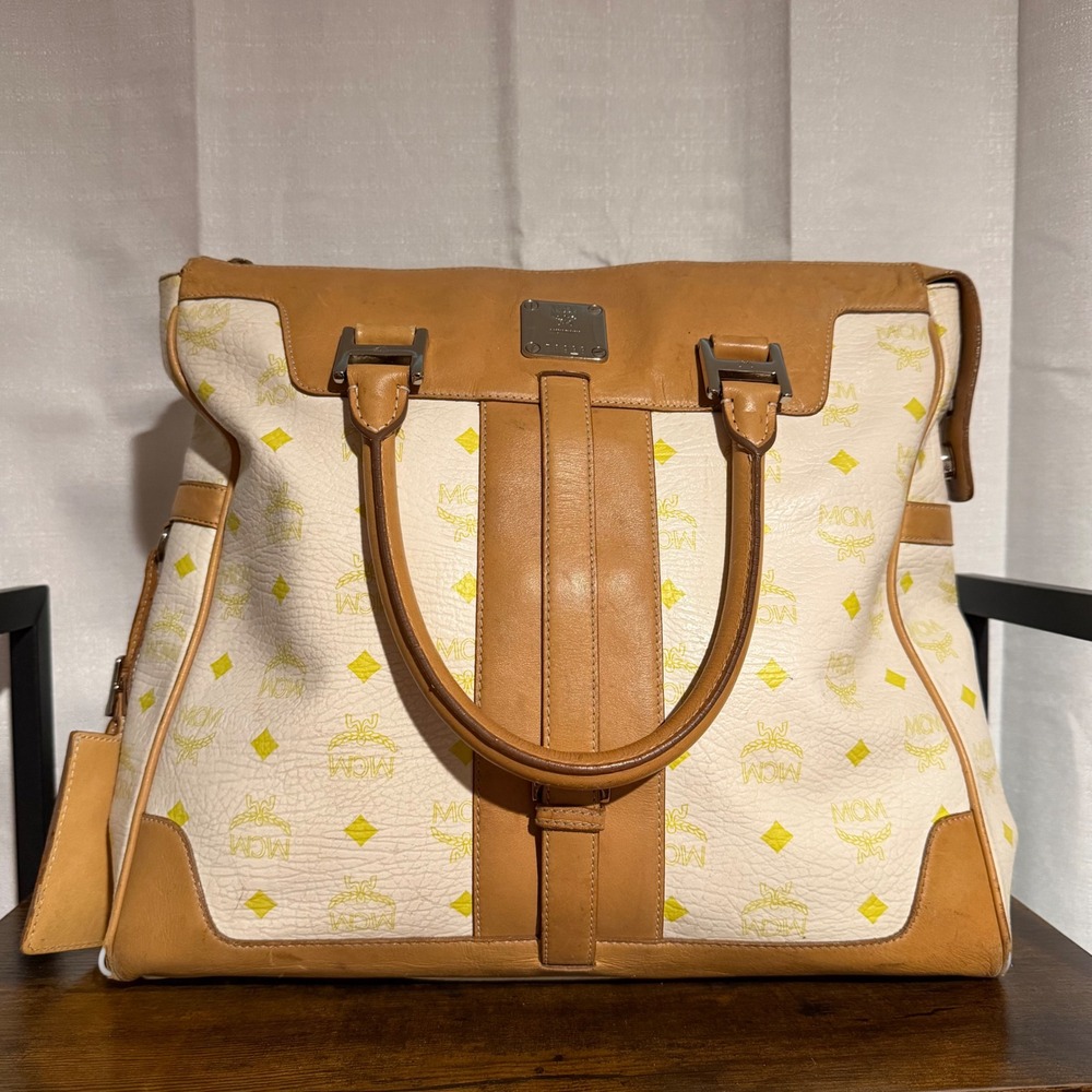 MCM Authentic Rare Limited Edition Pebbled Leather Viestos Top Handle Tote Bag